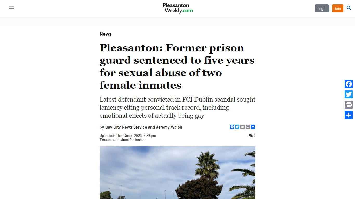 Pleasanton: Former prison guard sentenced to five years for sexual ...