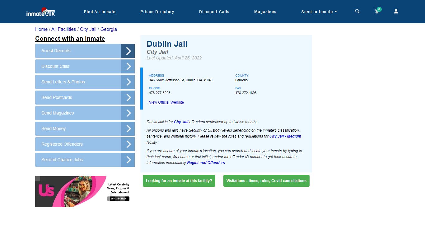 Dublin Jail | Inmate Locator
