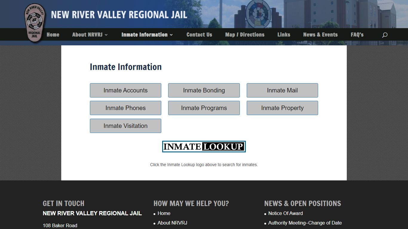 Inmate Information | New River Valley Regional Jail